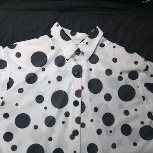 Vintage Black Polka Dots Polyester Disco Shirt